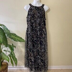Candlelite Maxi Dress Women's Plus size 2X animal print sleeveless keyhole back
